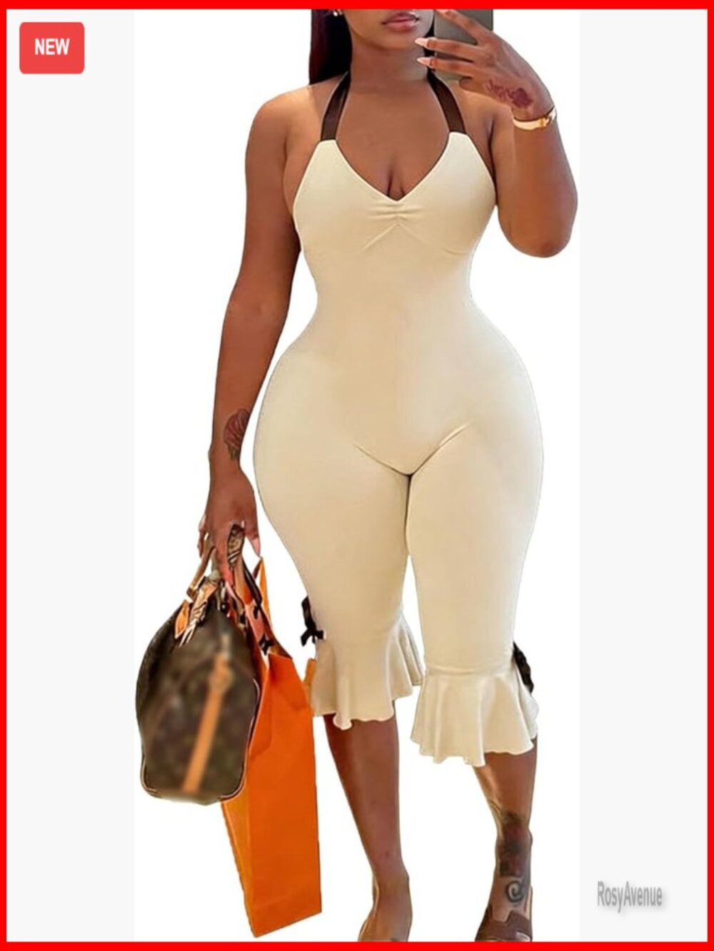 Sexy Halter Neck Backless Capris Jumpsuit - S